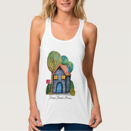 Waterverf Stomme Home Sweet Home Art Tanktop