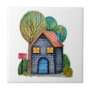Waterverf Stomme Home Sweet Home Art Tegeltje