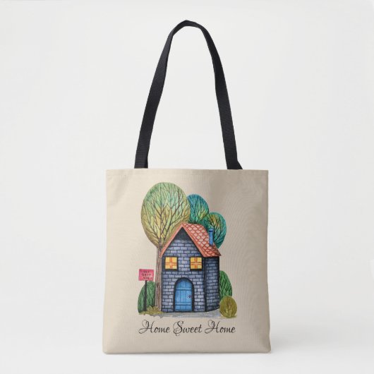 Waterverf Stomme Home Sweet Home Art Tote Bag (Voorkant)