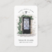Waterverf Stone Black Iron Deur Real Estate Agent Visitekaartje (Voorkant)