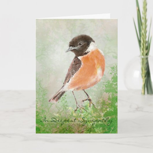 Waterverf Stonechat Bird Natuur Zeer sympathie Kaart (Voorkant)