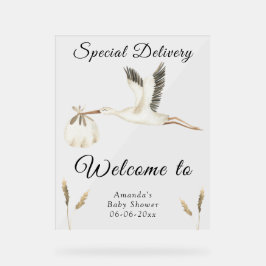 Waterverf Stork Baby shower Welkom Acryl Bord