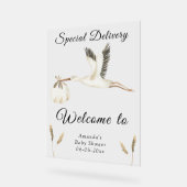 Waterverf Stork Baby shower Welkom Acryl Bord (Hoek)
