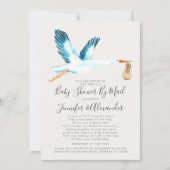 Waterverf Stork Blue Couple e Baby shower by Mail Kaart (Voorkant)