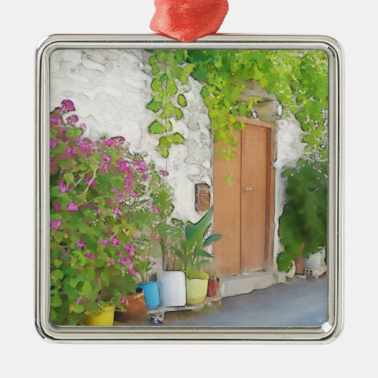 Waterverf straat uitzicht metalen ornament (Voorkant)