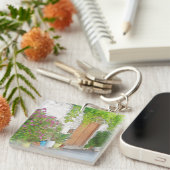 Waterverf straat uitzicht sleutelhanger (Voorkant Rechts)