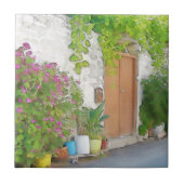 Waterverf straat uitzicht tegeltje (Voorkant)