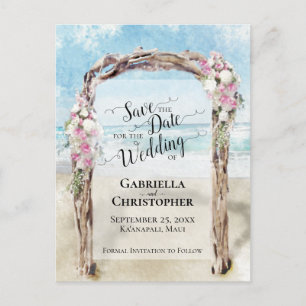 Waterverf Strand Bestemming Bruiloft Save the Date Aankondigingskaart