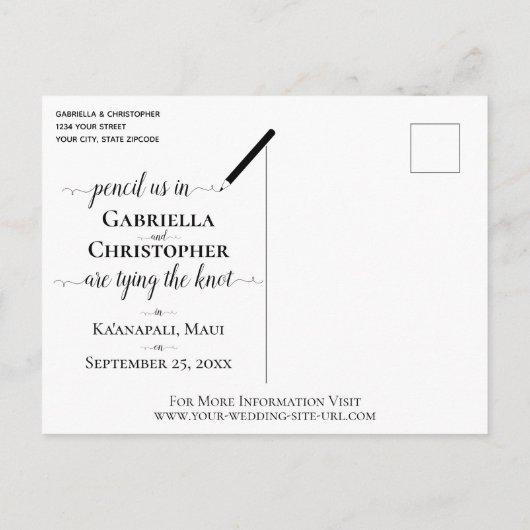 Waterverf Strand Bestemming Bruiloft Save the Date Aankondigingskaart (Achterkant)