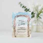 Waterverf Strand Bestemming Bruiloft Save the Date Aankondigingskaart (Staand voorkant)