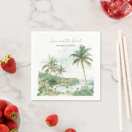 Waterverf Strand Bestemming Bruiloft Servet (Insitu)