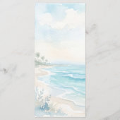 Waterverf Strand Bestemming Trouwdag Menu (Achterkant)