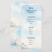 Waterverf Strand Bestemming Trouwdag Menu (Voorkant / Achterkant)