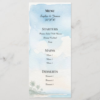 Waterverf Strand Bestemming Trouwdag Menu