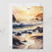 Waterverf strand bij zonsondergang viering van het kaart (Achterkant)