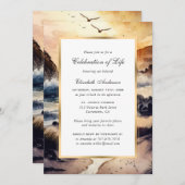 Waterverf strand bij zonsondergang viering van het kaart (Voorkant / Achterkant)