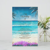 Waterverf Strand Blauw Oceaan Huwelijksprogramma (Staand voorkant)