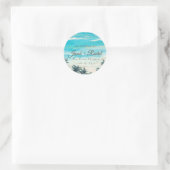Waterverf Strand Blauwe Oceaan Bruiloft Ronde Stic Ronde Sticker (Tas)