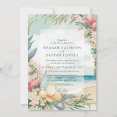 Waterverf Strand Bloemen Bruiloft Kaart (Voorkant)