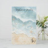 Waterverf Strand Briefpapier  (Staand voorkant)
