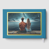 Waterverf Strand Bruiloft Aangepaste Foto Echt Fol Gastenboek (Achterkant)