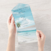 Waterverf strand bruiloft all in one uitnodiging (Afscheurbaar)