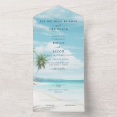 Waterverf strand bruiloft all in one uitnodiging (Binnen)