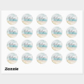 Waterverf Strand Bruiloft Bedankt Ronde Sticker (Vel)