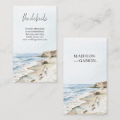 Waterverf strand bruiloft informatiekaartje (Voorkant / Achterkant)
