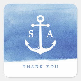 Waterverf strand bruiloft nautische anker dank u vierkante sticker
