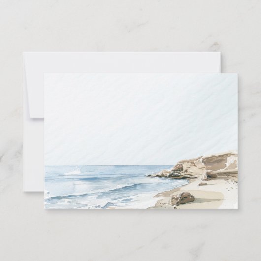 Waterverf Strand Bruiloft RSVP Kaart (Achterkant)