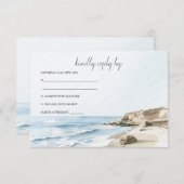 Waterverf Strand Bruiloft RSVP Kaart (Voorkant / Achterkant)