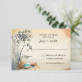 Waterverf strand bruiloft RSVP kaartje (Staand voorkant)