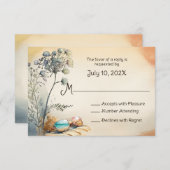 Waterverf strand bruiloft RSVP kaartje (Voorkant / Achterkant)