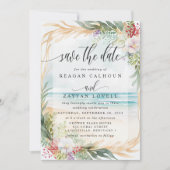 Waterverf Strand Bruiloft Save The Date Kaart (Voorkant)