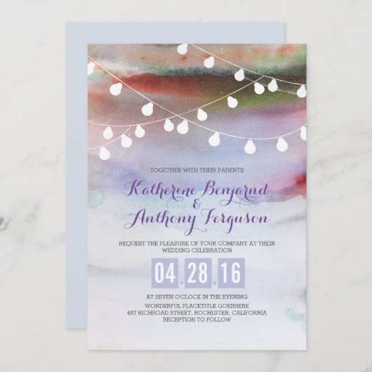 waterverf strand bruiloft uitnodiging (Voorkant / Achterkant)