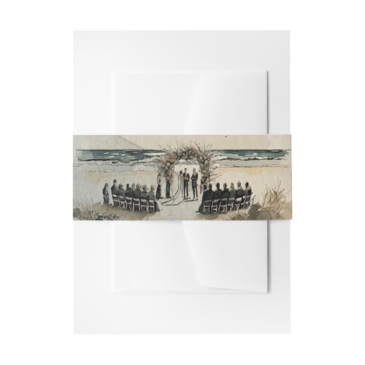 Waterverf strand bruiloft uitnodigingen wikkel (Voorkant Voorbeeld)