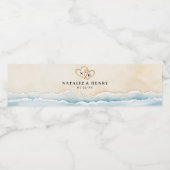 Waterverf Strand Bruiloft Waterfles Label  Etiket (Enkel label)