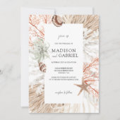 Waterverf Strand Bruiloft Zeeschelpen Koraal Pampa Kaart (Voorkant)