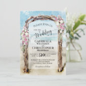 Waterverf Strand Driftwood Bloemenboog Bruiloft Kaart (Staand voorkant)