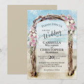 Waterverf Strand Driftwood Bloemenboog Bruiloft Kaart (Voorkant / Achterkant)