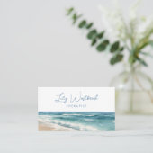Waterverf Strand Elegante Therapeut QR-code Visitekaartje (Staand voorkant)