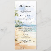 Waterverf strand en palmbomen Elegante bruiloft Menu (Voorkant)