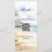 Waterverf strand en palmbomen QR Code bruiloft Menu (Voorkant)