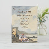 Waterverf strand en venture bruiloft kaart (Staand voorkant)