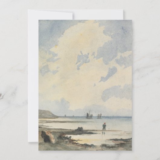 Waterverf strand en venture bruiloft kaart (Achterkant)