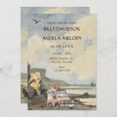Waterverf strand en venture bruiloft kaart (Voorkant / Achterkant)