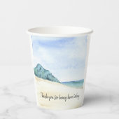 Waterverf strand en watergeviering papieren bekers (Achterkant)