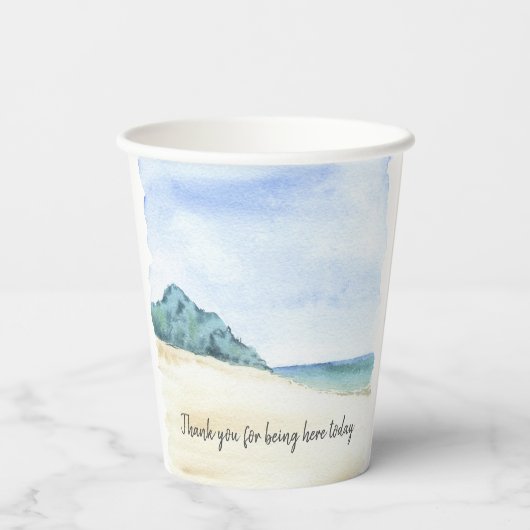 Waterverf strand en watergeviering papieren bekers (Achterkant)