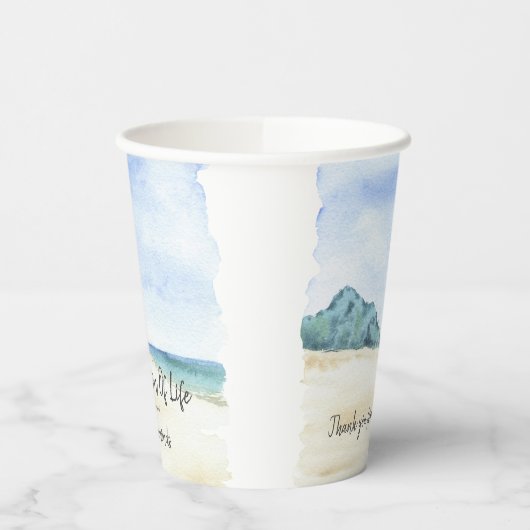 Waterverf strand en watergeviering papieren bekers (Links)